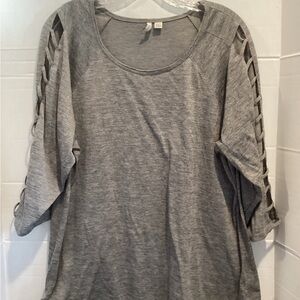 Ladies Actime Gray Women's Sweatshirt with Cut-Out Sleeves size 18/20